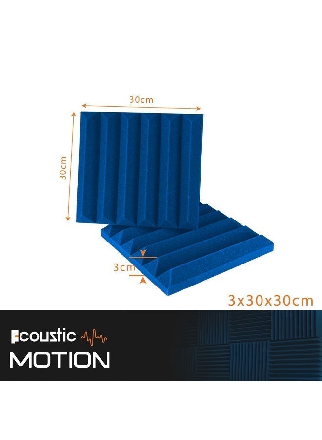 ACOUSTIC MOTION Foam Panels-Sound Proof WEDGE Panel With Self-Adhesive Set Of 12 3X30X30Cm Blue Stylish Acoustic Panels Basic For studio,recording,home,office,Acoustic Room Treatment - Image 2